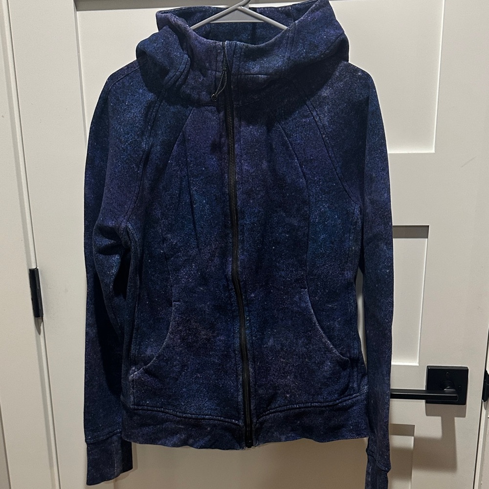 Lululemon Athletica Blue and Purple galaxy scuba hooded sweatshirt Jacket